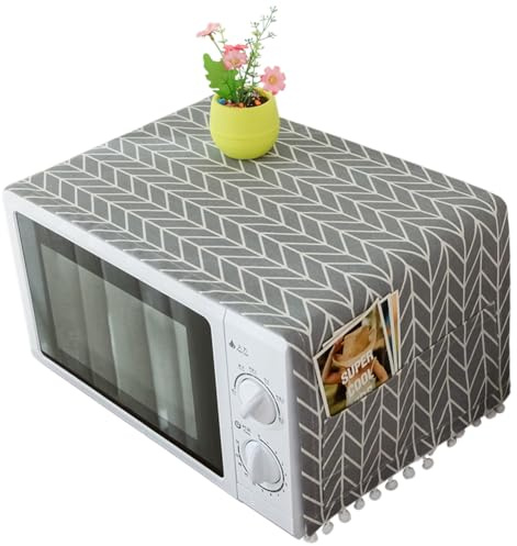 TOSSPER Microwave Dust Cover Grey Arrow Printed Oven Cover with Storage Bag Kitchen Dust Proof Protecror