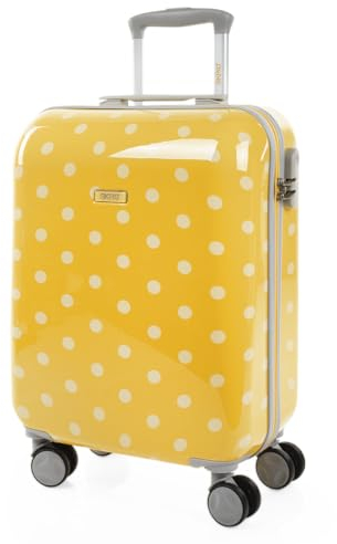 SKPAT Kabinenkoffer, 55 x 40 x 20 cm, Reisekoffer, Kabinenkoffer mit Zahlenschloss, 66450, Gelb, Gelb gepunktet, S, M