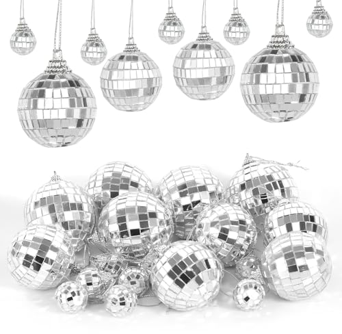 20 Stück Disco Spiegel Bälle, 3 Größen 3cm 5cm 6cm Discokugel Spiegelkugel zum Aufhängen, Hängekugel Disco Ball Party mit Hängendem Ring Für Party Dekoration