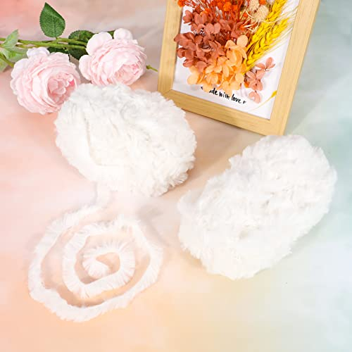 2x50G Weiß Kunstfell-Garn Handstrickgarne, Plüschgarn Häkelgarn Wolle Zum Häkeln, Handstrickgarn Baumwollgarn für Häkeln und Kunsthandwerk Pflegeleichte hochwertiges Schnellstrickgarn