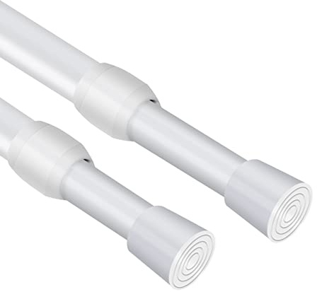 Feligio 2 Stück Vorhangstange Ohne Bohren, Spannstange Teleskopstange Vorhang, Teleskopstange Vorhang als Duschstange, Gardinenstange, Kleiderstange, Duschvorhangstange, Klemmstange 105-190cm, Weiß