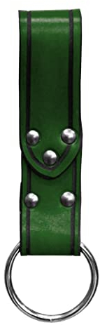 Handgefertigte Gürtelschlaufe mit Ring - Axt-Halter - grün - für LARP; Mittelalter, Fantasy & Cosplay