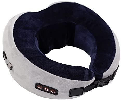 Vibrating Neck Pillow - Electric Rechargeable Cervical Spine Massage Cushion,Comfortable Neck Support with 3 Modes for Relief -, Home, Car, Airplane Travel Jiyun