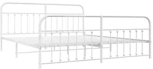 vidaXL Bettgestell mit Kopf- und Fußteil Metall Weiß 200x200 cm