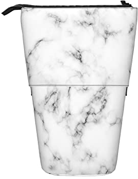 351 Teleskopisch Mäppchen Marmor Schwarz Weiß Grau Marmor Textur Design Make-Up Tasche Grosse Kapazität Schule Stifteetui Mit Reißverschluss Mädchen Stehbleistiftbeutel