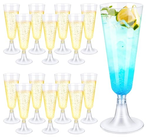 LWMTT Flûtes à Champagne Transparent,25 Pièces Verres à Champagne en Plastique Élégantes Reutilisable,160ml Gobelet Verre a Biere Vin Cocktail pour Fêtes De Douche D'anniversaire Mariage Noël