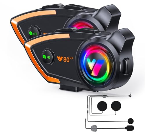 Motorrad Intercom Headset Motorrad Helm Bluetooth Headset 500m 2 Fahrer Intercom Headset mit CVC Geräusch Sound Qualität Lautsprecher Kommunikationssysteme Motorrad Reiten/Schneemobil/Radfahren/Sport