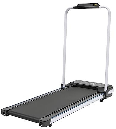Treadmills 500 W löpband vikbar för hemmet LED-display – ultraplatt promenaddyna under skrivbordet – robust och hållbar – 0,8–10 km/h – med halkfri matta för hem, kontor svart