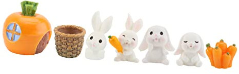 TOPBATHY 7pcs Delicate Rabbit Figurines for Home Garden Christmas Simulated Rabbit Model Creative Design