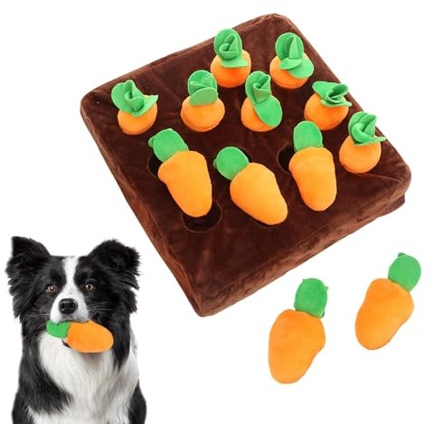 Quietschendes Karotten-Hundespielzeug | Hund und Katze Puzzlespiel mit Karotten | Quietschendes Hundespielzeug mit Schnüffelmatte Interaktives Hundespielzeug mit Karotten Gemüse Quietschspielzeug für
