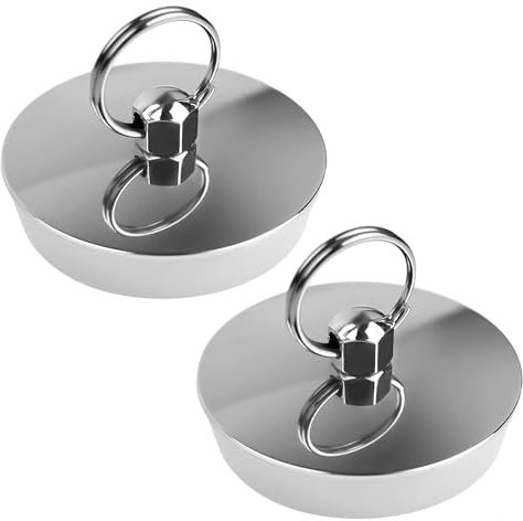 2 Stück Badewannenstöpsel, 42-46MM Abflussstopfen Badewanne, Spüle Abfluss Stöpsel, Gummi Stöpsel für Spülbecken, Spültisch Stopfen mit Haken, für Schwimmbäder, Badewannen, Waschbecken
