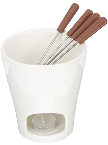 Alipis Ceramic Chocolate Melting Furnace Fondue Pot for Lovely Dessert Bowl for Household Butter Fondue and Cheese Warmer Pot Includes Fork for Melting Chocolate and Cheese Electric Use