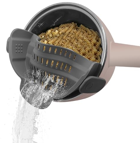 Kizaten Schnappsieb aus Silikon,Zusammenklappbarer Filter Aufsteckfilter Geeignet für alle Töpfe und Pfannen,Perfekte Abtropfhilfe für Nudeln,Gemüse und Obst