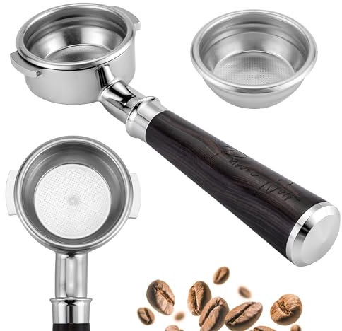 Pawn Noir 58mm Naked Bottomless Espresso Portafilter 2 Ears | Fits E61 of Faema/Rocket/Expobar and more | Stainless Steel Basket&Solid Wood Handle | Espresso Accessories (58mm Bottomless 2 Ear)