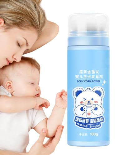 Polvere senza talco, per la cura del corpo, lenitiva e fresca, per la cura della pelle dei bambini, amido di mais con aloe per pelli delicate, polvere per il corpo per donne, bambini, uomini, blu