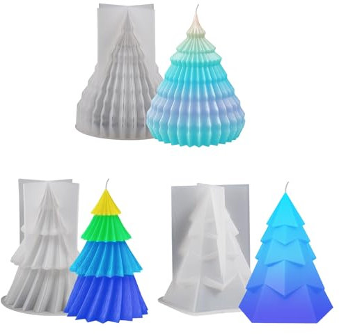3 moldes de silicona con forma de árbol de Navidad, moldes para velas 3D para hacer velas, resina epoxi, idea de regalo para el hogar, adornos para manualidades, cera, velas, jabón, manualidades,
