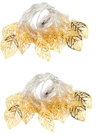 PRETYZOOM 2 Stk Blatt Lichterketten hochzeitsdeko led ligts gold blatt gartenbeleuchtung beleuchtung für garten Batteriebetriebene Lichterkette Blattlichter Raumlicht LED-Licht Eisen