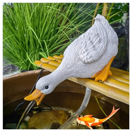 Pond spitters for small ponds, Garden Decor pond spitter for Koi pond, Fish fountain spitter with Hose, pool fountains for above ground pools, for Water Gardens(White,28 * 14 * 17cm)