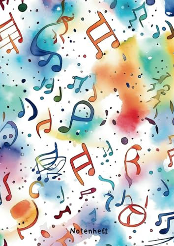 Notenheft DIN A4 mit Lineatur 14 ohne Hilfslinien: 100 Seiten Musikheft mit Notenlinien für Musikunterricht und Musiker