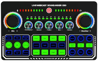 WEISHENG Scheda audio dal vivo, per cantare dal vivo su cellulare e PC, OTG Digital Lossless Transmission X50, per registrazione su PC e computer, scheda audio per prestazioni migliorate (nero)