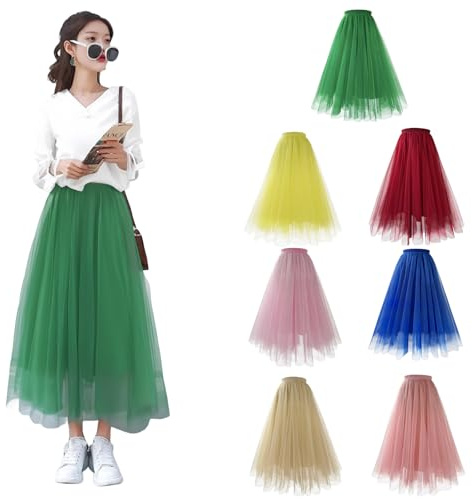 Tüllrock Damen Lang Karnevalskostüm Unterrock Faschingskostüme Tütü Skirts for Women Tüll Rock Tul Fasching Kostüm