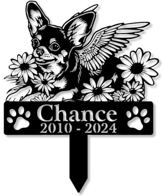 Personalized Chihuahua Grave Marker Playful Angel Chihuahua Dog 8-24 inch Remembrance Stake Chihuahua Memorial Gifts Loss of Pet (Playful Angel)