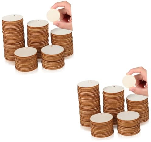 DIYEAH 200stücke Unbehandelte Runde Holzscheiben Blanko Holzpendants Für Bastelprojekte Pflanzenbeschriftungen Und Kreative Dekorationen ø
