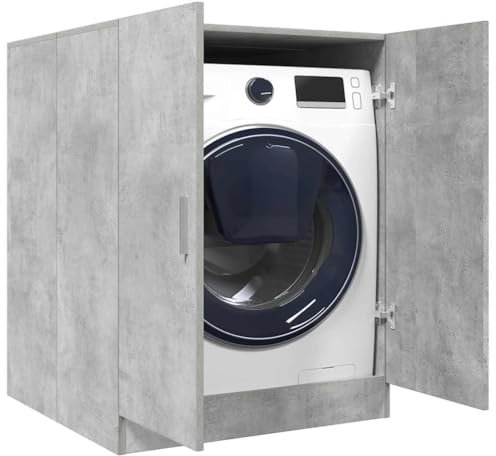 Mobile per Lavatrice Grigio Cemento 70,5x71,5x91,5 cm con Anta – Mobile Lavanderia Multifunzionale, Resistente all'Umidità, Facile da Pulire, Spazioso per Prodotti Bucato e Pulizia (28,9KG)