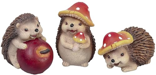 Valery Madelyn Autumn Decorations, Lovely Set of 3 Medium Hedgehogs Ornaments, Waterproof Resin Halloween Home Decor, Hedgehog Gifts for Women, Fall Decorations for Livling Room, Bedroom, Garden 7CM