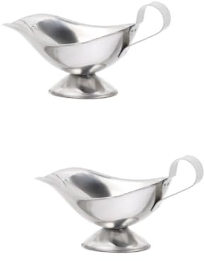 COLLBATH 2pcs Individual Gravy Boats Sauce Dispensers Gravy Sauce Boat Dripless Lip for Everyday Use