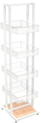 Cestino Frutta e Verdura, Espositore per Snack Alto 140 cm, Carrello Stretto per Alimenti al Dettaglio con Ruote a 360° per supermercato, drogheria, Feste, Cantina, Home Theatre, dormitorio universit