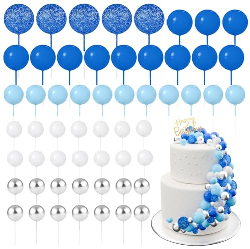 BOUBONI 60 pièces Boules de Gâteau à Paillettes en Mousse - Boules de Décoration pour Gâteau en Mousse - Mini Ballons pour Cupcakes - Décorations pour Gâteaux d’Anniversaire, Baby Shower, Fête (Série