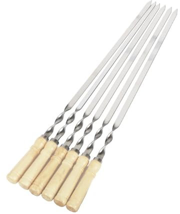 NGNKMPMCTK 55 cm 21,65 Langer Griff Schaschlik-Grillspieße Grill-Grill-Stick Holz BBQ-Gabel Edelstahl Outdoor-Grill-Nadel