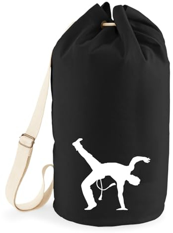 Huuraa Seesack Capoeira Silhouette 20 Liter Black Baumwolle Rucksack Geschenkidee