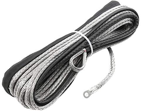 3/16 pulgadas x 50 pulgadas 7700LBs sintético Torno de cable de línea de cable con protecing manga for ATV UTV (gris),Alta Intensidad