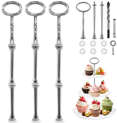 Dtoterul Etageren Stangen Set Silber: Ovale Etagere Bausatz, 3 Stück, Zinklegierung, Selbst Basteln, Metallstange, Kuchen, Süßigkeiten, Gebäck, Desserts