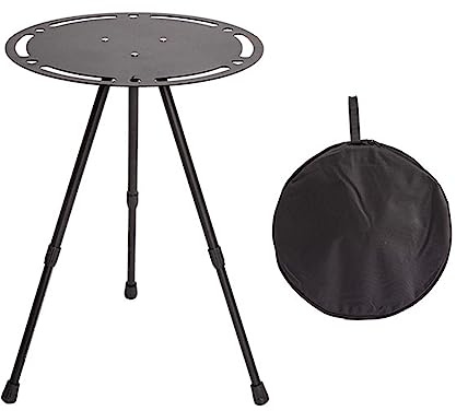 Table ronde pliante portable en aluminium – Table d'appoint d'extérieur réglable en hauteur, table de camping légère, design robuste et compact pour pique-niques, barbecues et T