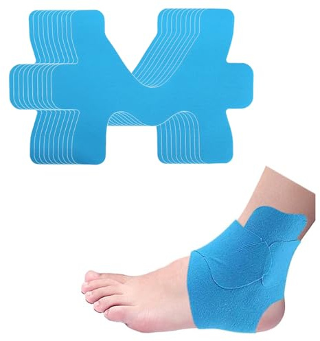 bergxperten Bandes pour chevilles 10 Pièces de Bande de Kinésiologie Pré - Découpée Adaptée à la Cheville, Respirante et Flexible pour un Bon Support Musculaire
