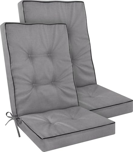 Hochlehner Auflagen Set 2er, 4er oder 6er – Gartenstuhlauflagen mit dickem Schaumstoffkern für hohen Sitzkomfort – Polster für Garten- und Terrassenstühle – made in Poland Hellgrau 120 x 50 x 8 cm
