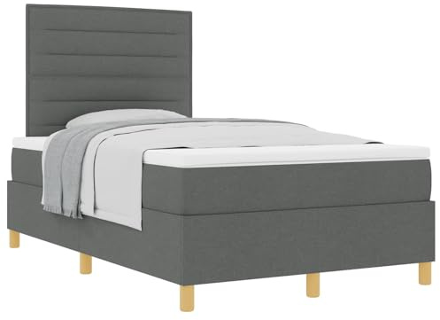 XHNIFBN Boxspringbett Dunkelgrau 120 x 200 cm mit Matratze Federholzrahmen Holzgestell verstellbares Kopfteil ergonomisches Schlafsofa für Gäste Schlafzimmer und Studentenzimmer