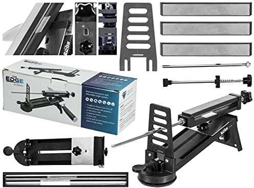 EDGE proSHARP 10-30° Profi Diamant-Messerschärfer - Einstellbare Schärfwinkel, Robuste Saugbasis, Perfekt für Keramik- und Stahlklingen, Professionelles Schleifen