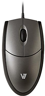 V7 MV3000010 - Ratón (USB, Óptico, oficina, 1.52 m, 63 mm, 124 mm) Negro, Plata
