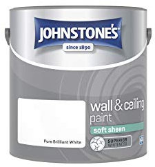 Johnstone's - Wall & Ceiling Paint - Brilliant White - Soft Sheen Finish - Emulsion Paint - Fantastic Coverage - Easy to Apply - Dry in 1-2 Hours - 12m2 Coverage per Litre - 2.5L