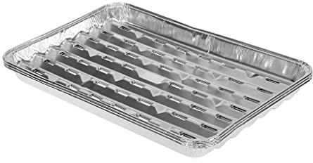 RUECAB - Plaques de Cuisson pour Barbecue, Paniers de Cuisson pour Barbecue - Lot de 3 Plats de Cuisson pour Barbecue à Charbon/gaz - 3 Plats de Cuisson en Aluminium - Dimensions : 38x24.5x4cm