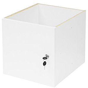 INWONA Abschließbare Kallax Tür mit 2 Schlüsseln | Gleichschließend, mit Fachboden | Kallax Regaleinsatz mit Zylinderschloss und Rückwand | Weiß