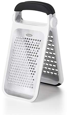 OXO Good Grips Etched Two-Fold Grater – Stainless Steel Dual-Blade Grater with Non-Slip Handle, Foldable Design for Compact Storage