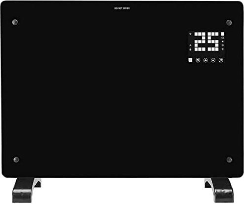 Devola Wifi Enabled Smart Electric Glass Panel Heater 1500W | Alexa Heating Control, Open Window Detection, Wall Mounted & Free Standing Low Energy Heaters with Timer | Lot 20, DVPW1500B (Black)