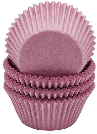 Mombake Moldes de papel para magdalenas, a prueba de grasa, color morado, tamaño estándar, 100 unidades
