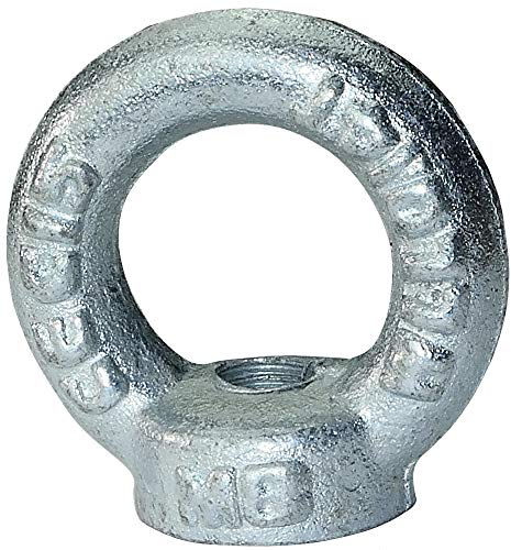 AERZETIX - Set di 5 - Dadi anulari - Anello di sollevamento/Occhiello M8 - Acciaio zincato - Filettatura femmina - Occhiello per gru - Fai da te - Colore argento - C45439