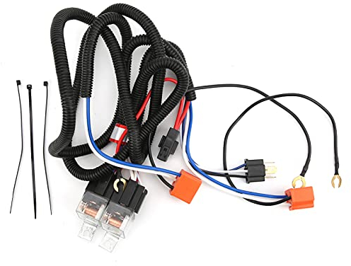 12V Faisceau Electrique avec Relais et Interrupteur, DC 12V Kit de Relais de Commutation de Faisceau de Câblage, 2 Phares H4 Faisceau de Câblage de Relais de Phare Faisceau de Relais